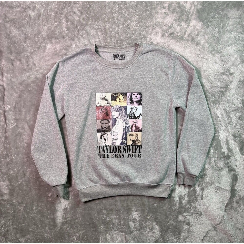Taylor Swift The Eras Tour Sweatshirt Gray Graphic Crewneck Medium